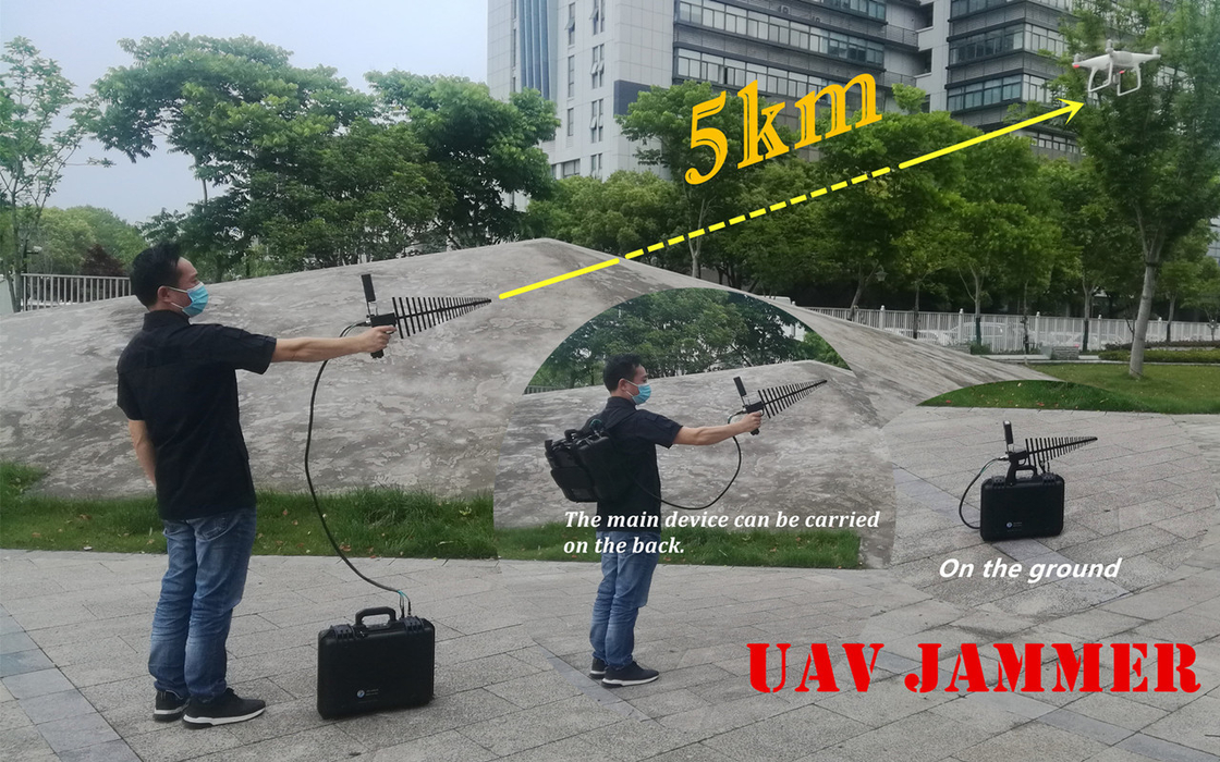 Military Backpack Drone Jammer Single Person Operated with 5km jamming distance